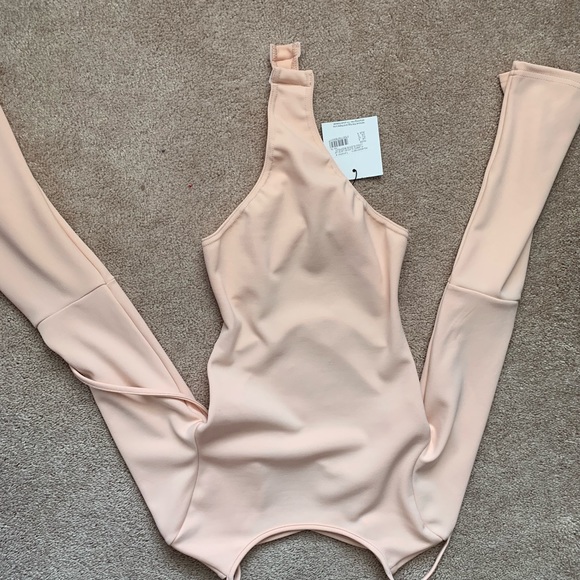 Pink lace up back bodysuit, size 0 or XS - Picture 2 of 3